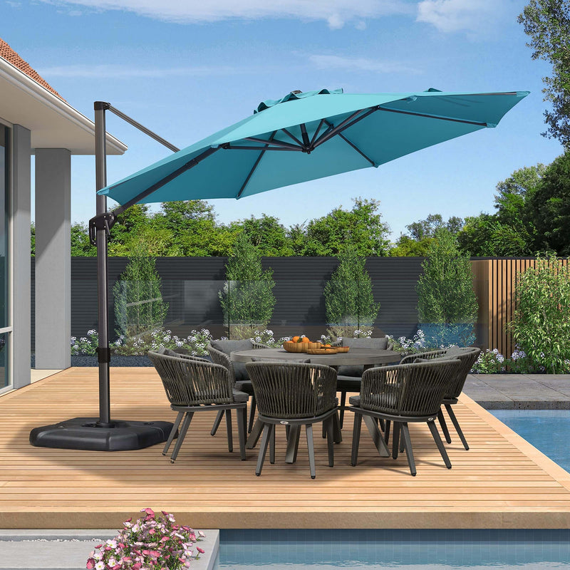 PURPLE LEAF Parasol De Jardin Exterieur Rond Parasol Deporte Rotatif 360°, Parasol Excentré Inclinable, Parasol Suspendu Balcon - Purpleaf France