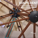 PURPLE LEAF Parasol Rectangulaire Grain de Bois en Aluminium Parasol De Jardin Extérieur Toit à Double Rotatif 360°