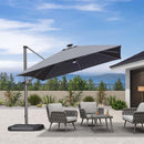 PURPLE LEAF Parasol De Jardin Exterieur Deporte LED 3x3 m, pivoter le long du mât du, Rotatif 360°, Parasol Deporte Excentré Inclinable, Parasol Suspendu Balcon Lumineux Solaire, Gris - Purpleaf France