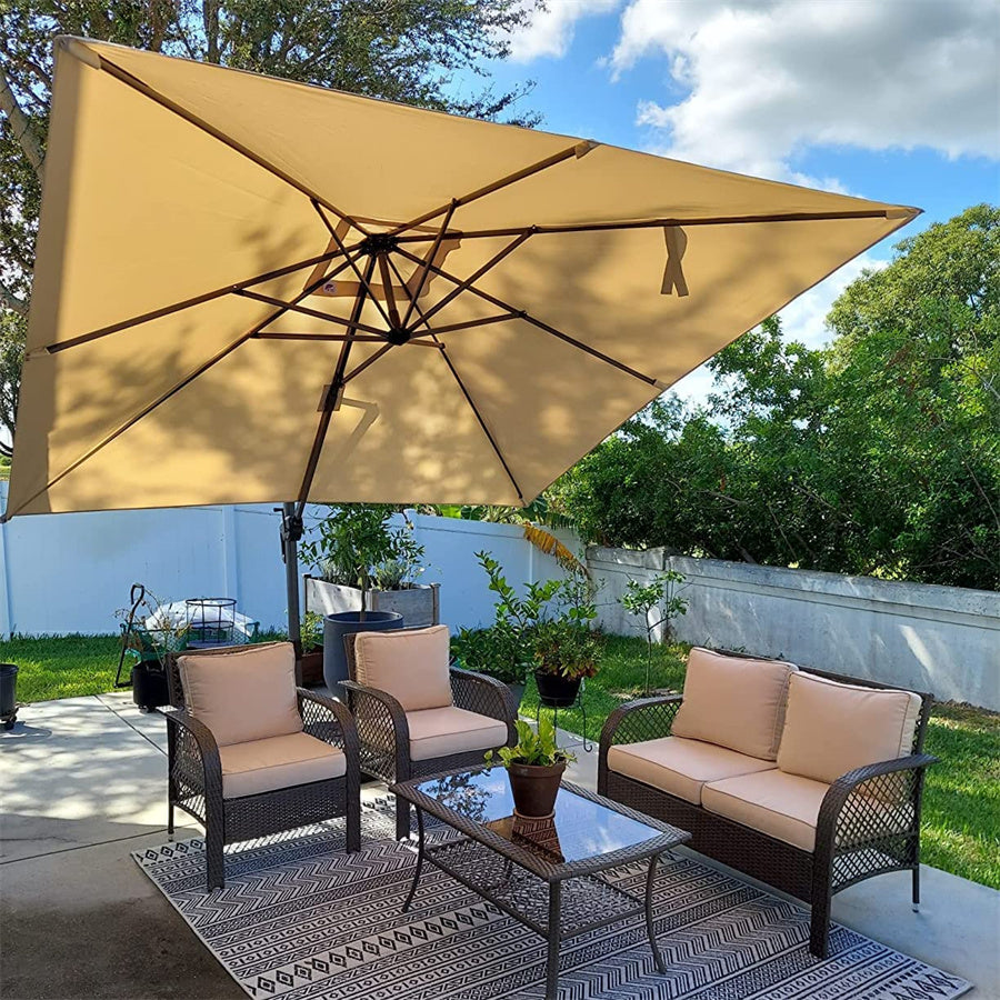PURPLE LEAF Parasol De Jardin Exterieur Parasol Déporté Rotatif 360°, Parasol Excentré Inclinable, Parasol Suspendu Balcon