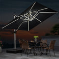 PURPLE LEAF Parasol De Jardin Extérieur avec LED, Parasol Déporté Toit à Double Rotatif 360°, Parasol Excentré Inclinable, Parasol Terrasse Extérieur