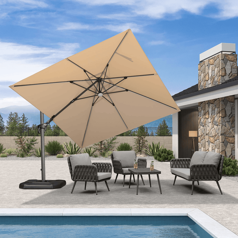 PURPLE LEAF Parasol De Jardin Exterieur Parasol Deporte Rotatif 360°, Parasol Excentré Inclinable, Parasol Suspendu Balcon - Purpleaf France