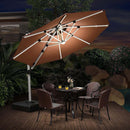 PURPLE LEAF Parasol De Jardin Exterieur 3 m Rond avec LED, Parasol Déporté Toit à Double Rotatif 360°, Parasol Excentré Inclinable, Parasol Terrasse Exterieur Luxueux, Marine - Purpleaf France