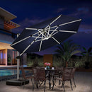 PURPLE LEAF Parasol De Jardin Exterieur 3 m Rond avec LED, Parasol Déporté Toit à Double Rotatif 360°, Parasol Excentré Inclinable, Parasol Terrasse Exterieur Luxueux, Marine - Purpleaf France