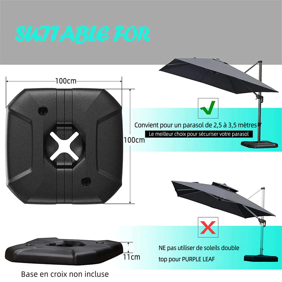 Base Compatible avec les Parasols Économiques à Cadre Gris Acier