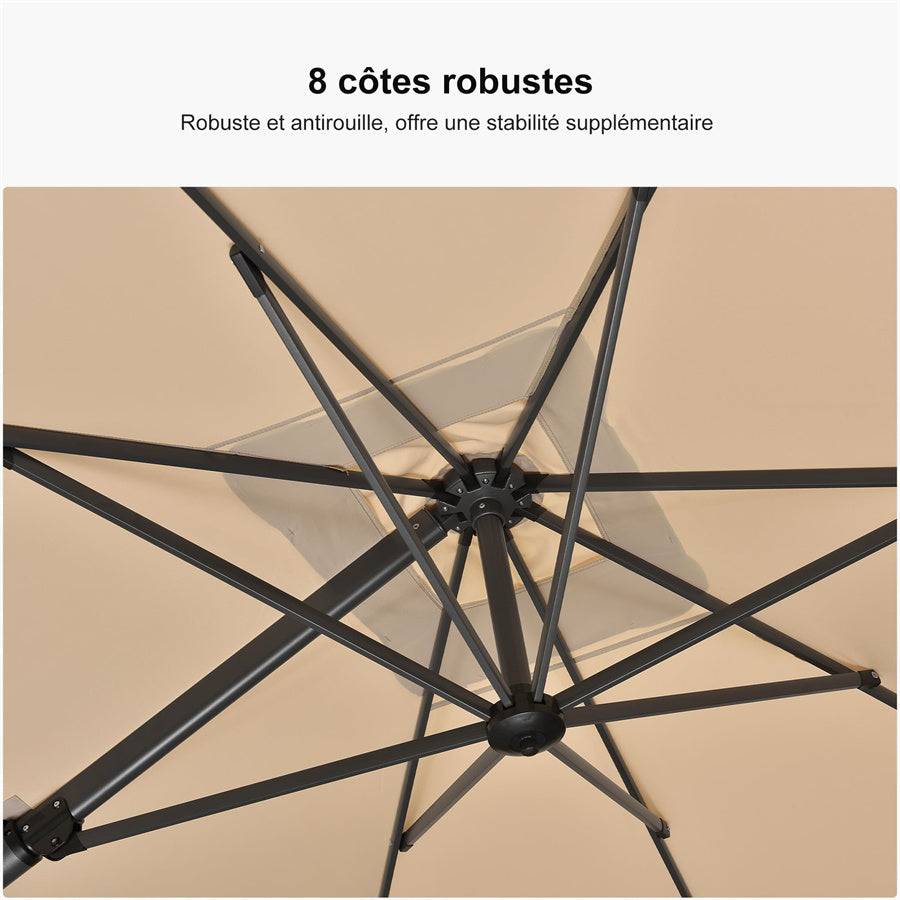 PURPLE LEAF Parasol Déporté Inclinable Gauche Droite Carré, Parasol De Jardin Extérieur avec 5 Positions réglables et Rotation à 360°, Toile Protection UV