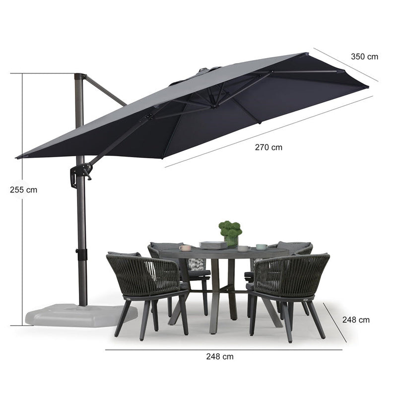 PURPLE LEAF Parasol De Jardin Exterieur Parasol Deporte Rotatif 360°, Parasol Excentré Inclinable, Parasol Suspendu Balcon, avec socle