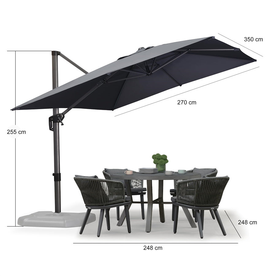 PURPLE LEAF Parasol De Jardin Exterieur Parasol Déporté Rotatif 360°, Parasol Excentré Inclinable, Parasol Suspendu Balcon