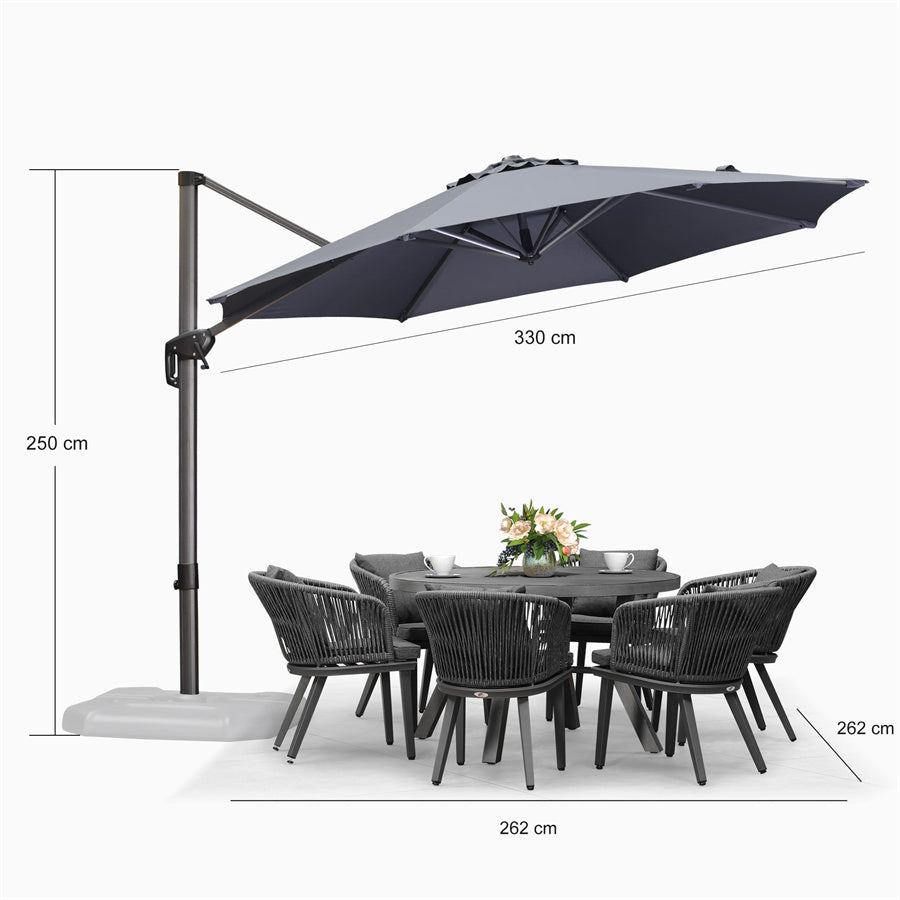 PURPLE LEAF Parasol De Jardin Extérieur Rond, Parasol Déporté Rotatif 360°, Parasol Excentré Inclinable, Parasol Suspendu Balcon