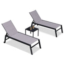 Chaise longue d'extérieur PURPLE LEAF Chaise longue de patio en aluminium 3 pièces avec table d'appoint et roues Chaise