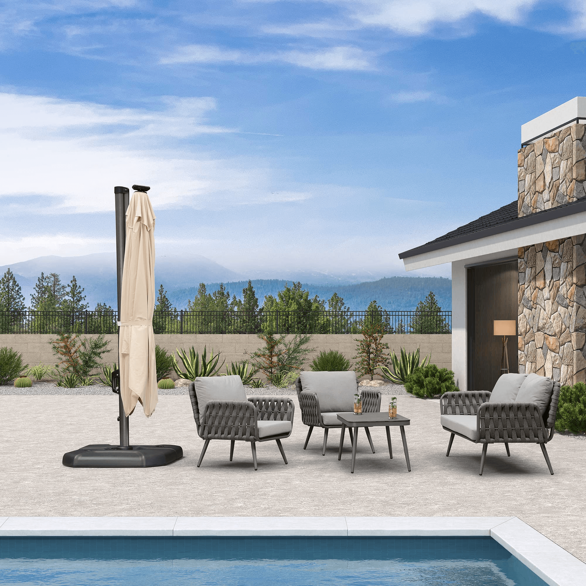 PURPLE LEAF Parasol De Jardin Exterieur Parasol Deporte Rotatif 360°, Parasol Excentré Inclinable, Parasol Suspendu Balcon - Purpleaf France