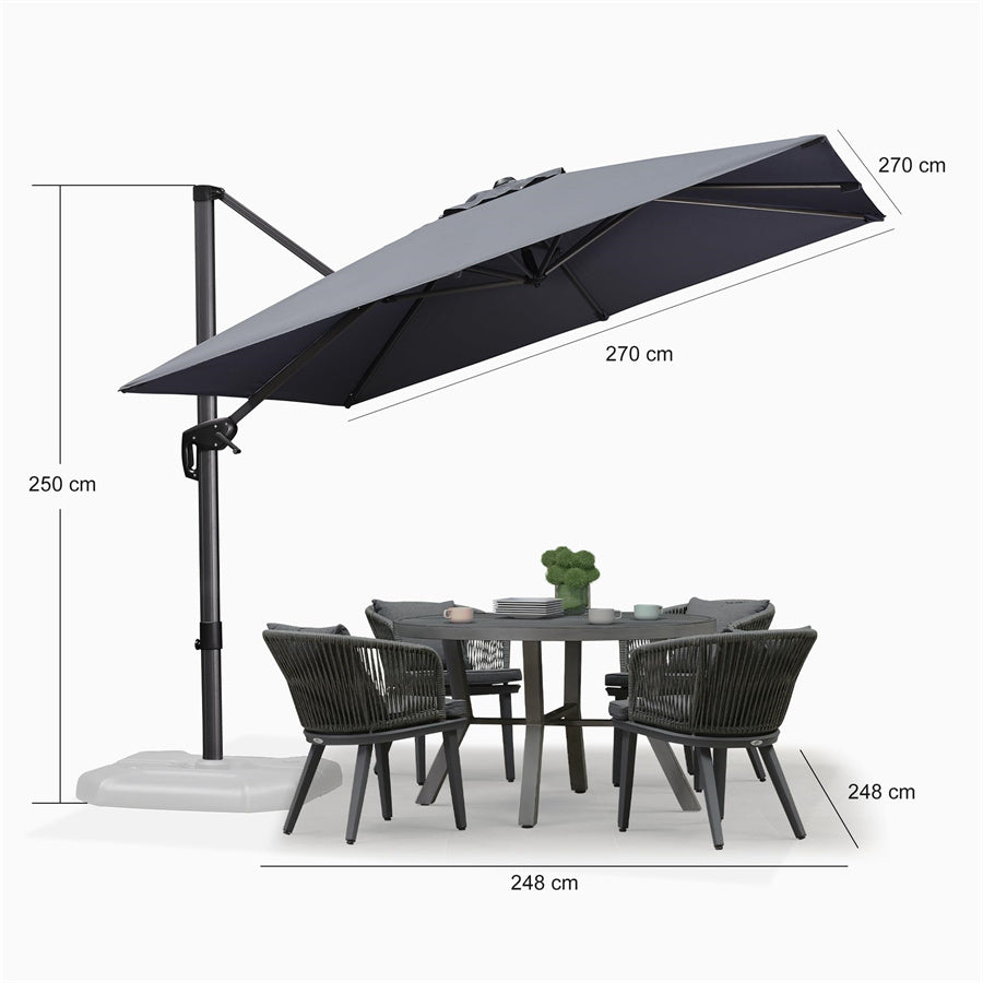 PURPLE LEAF Parasol De Jardin Exterieur Parasol Déporté Rotatif 360°, Parasol Excentré Inclinable, Parasol Suspendu Balcon