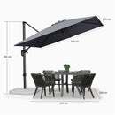 PURPLE LEAF Parasol De Jardin Exterieur Parasol Deporte Rotatif 360°, Parasol Excentré Inclinable, Parasol Suspendu Balcon, avec socle