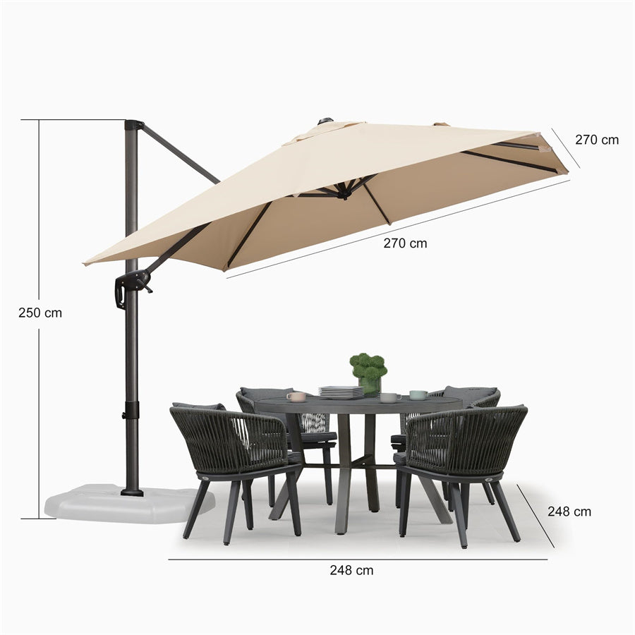 PURPLE LEAF Parasol De Jardin Exterieur Parasol Déporté Rotatif 360°, Parasol Excentré Inclinable, Parasol Suspendu Balcon