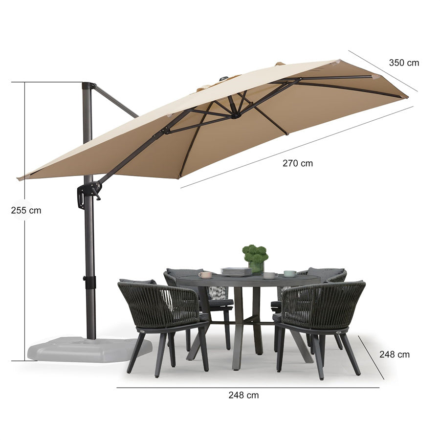 PURPLE LEAF Parasol De Jardin Exterieur Parasol Déporté Rotatif 360°, Parasol Excentré Inclinable, Parasol Suspendu Balcon