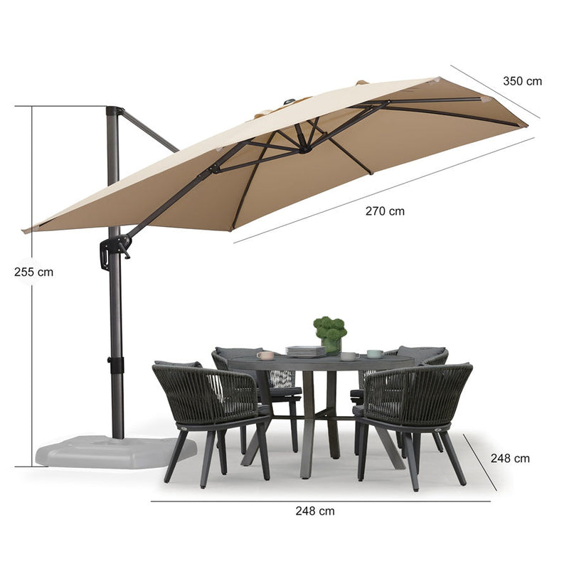 PURPLE LEAF Parasol De Jardin Exterieur Parasol Deporte Rotatif 360°, Parasol Excentré Inclinable, Parasol Suspendu Balcon, avec socle