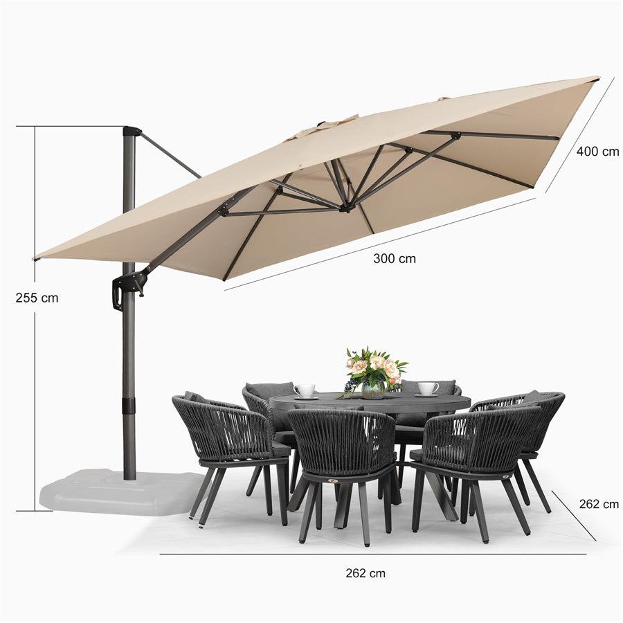 PURPLE LEAF Parasol De Jardin Exterieur Parasol Déporté Rotatif 360°, Parasol Excentré Inclinable, Parasol Suspendu Balcon