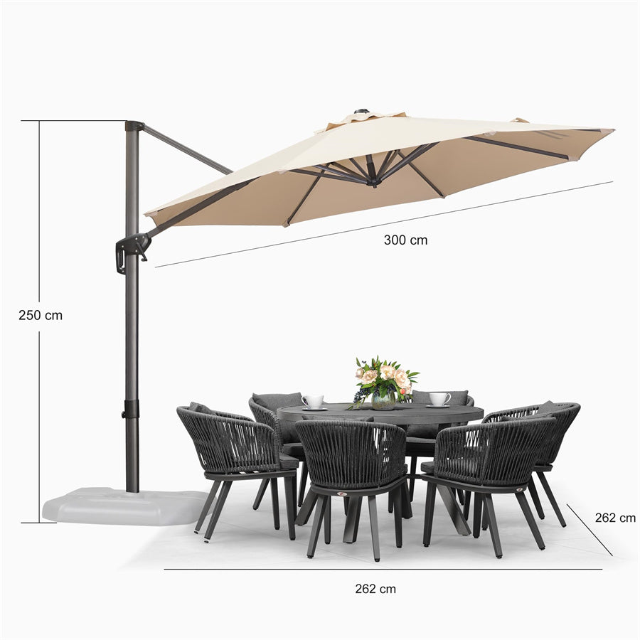PURPLE LEAF Parasol De Jardin Extérieur Rond, Parasol Déporté Rotatif 360°, Parasol Excentré Inclinable, Parasol Suspendu Balcon