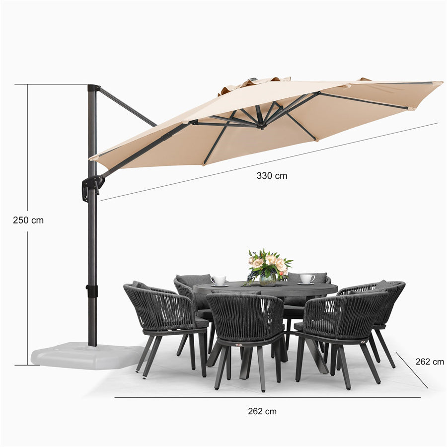 PURPLE LEAF Parasol De Jardin Extérieur Rond, Parasol Déporté Rotatif 360°, Parasol Excentré Inclinable, Parasol Suspendu Balcon