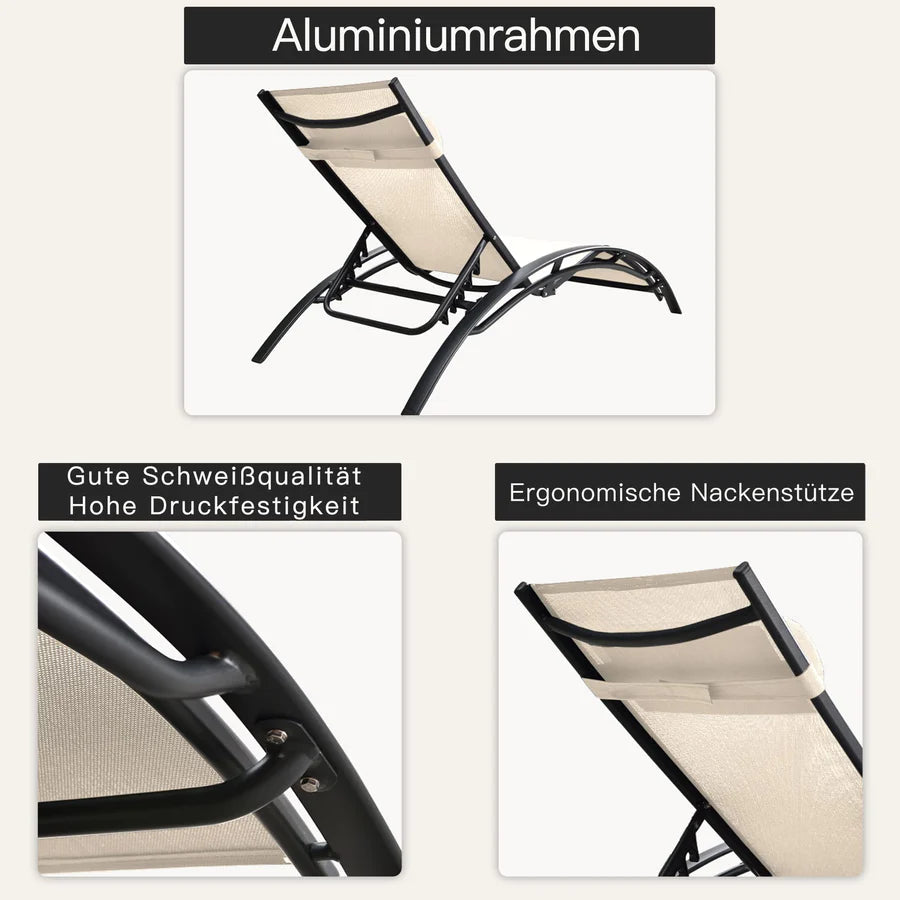 PURPLE LEAF Patio Chaise longue Ensemble de 3 Chaise longue d'extérieur Plage Piscine Bain de soleil Chaise longue inclinable, Table d'appoint incluse