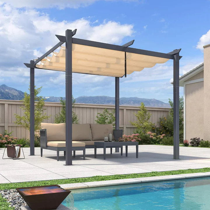 PURPLE LEAF Pergola Bioclimatique,Aluminium  Pergola,Avec Auvent,Pavillon de Jardin Rétractable,Pergola Terrasse