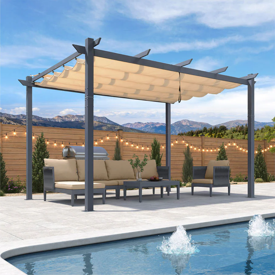 PURPLE LEAF Pergola Bioclimatique,Aluminium  Pergola,Avec Auvent,Pavillon de Jardin Rétractable,Pergola Terrasse