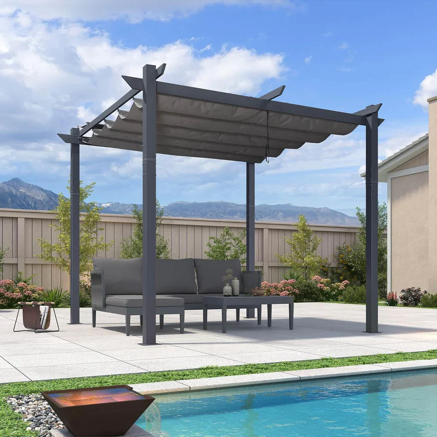 PURPLE LEAF Pergola Bioclimatique,Aluminium  Pergola,Avec Auvent,Pavillon de Jardin Rétractable,Pergola Terrasse