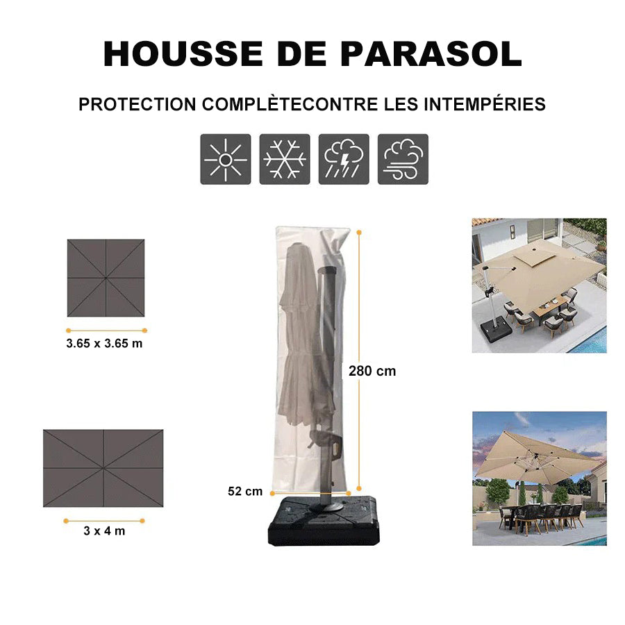 PURPLE LEAF Housse de parasol déporté avec fermeture éclair pour parasol extérieur et parasol de patio