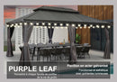 PURPLE LEAF Tonnelle De Jardin Pour Arrière-cour, Toit Rigide Gris, Toit En Acier Galvanisé, Auvent Avec Guirlande Lumineuse