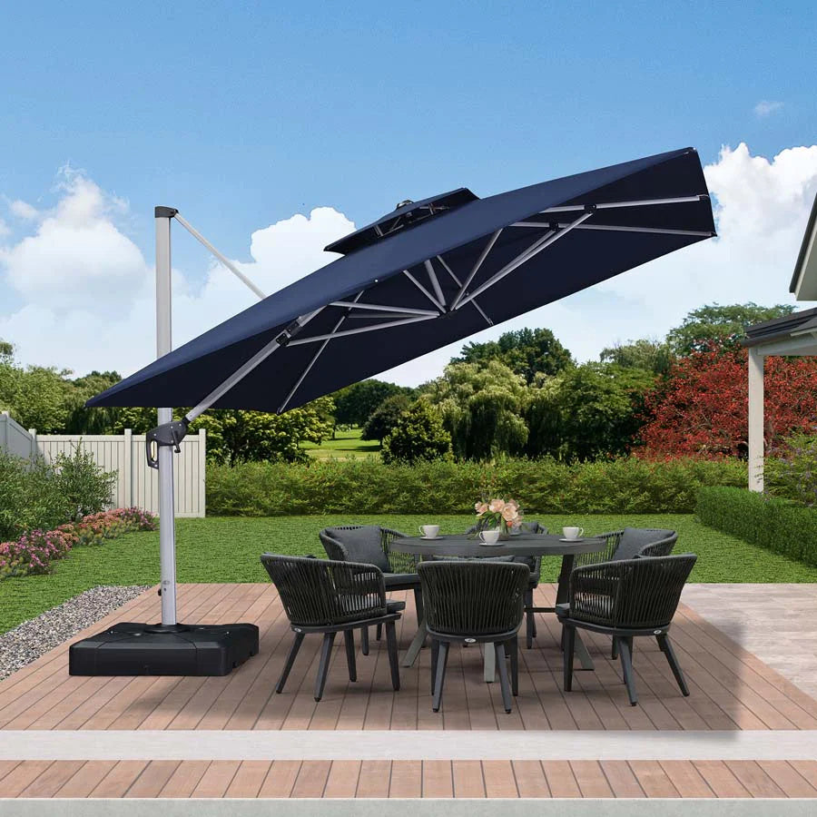 PURPLE LEAF Parasol Déporté Classique à Toit Double Carré avec socle