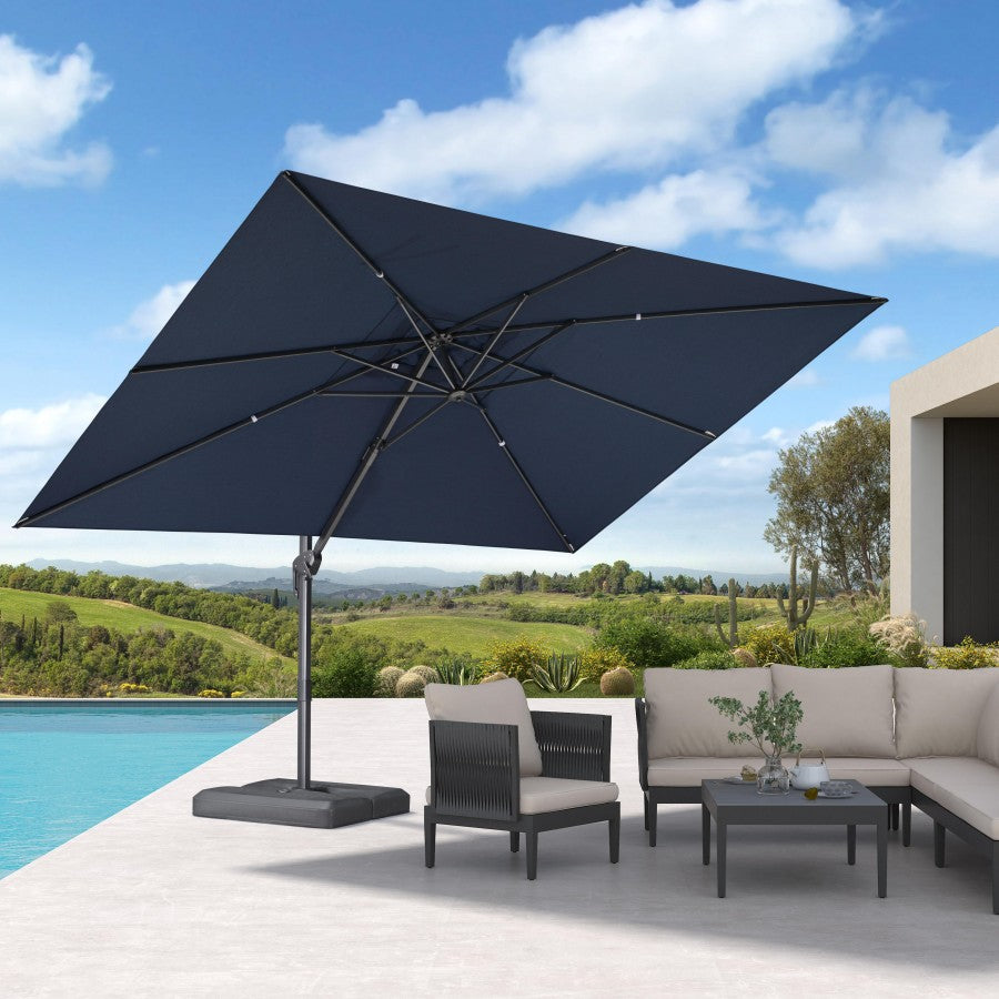 PURPLE LEAF Parasol Déporté Économique avec Cadre Gris Acier Parasol d'Extérieur Grands Parasols de Patio Carré Rectangulaire
