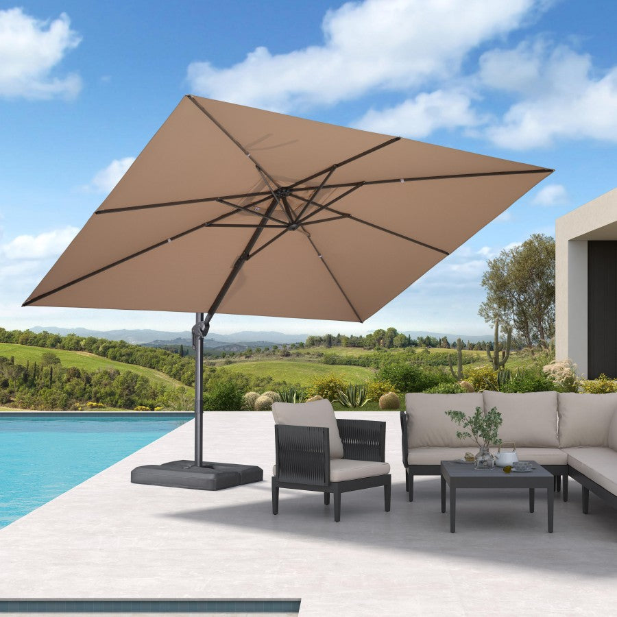 PURPLE LEAF Parasol Déporté Économique avec Cadre Gris Acier Parasol d'Extérieur Grands Parasols de Patio Carré Rectangulaire