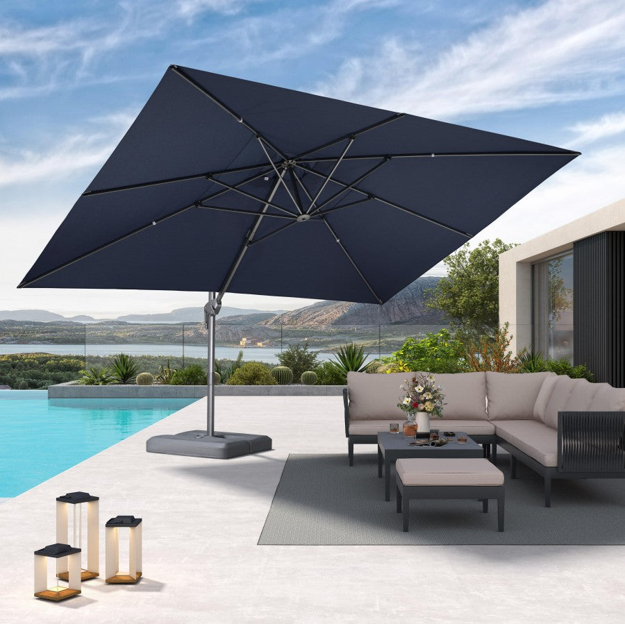 PURPLE LEAF Parasol Déporté Économique avec Cadre Gris Acier Parasol d'Extérieur Grands Parasols de Patio Carré Rectangulaire