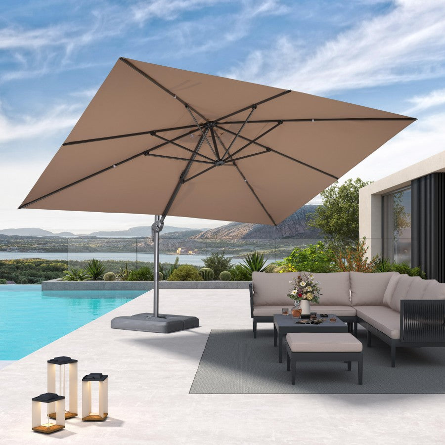 PURPLE LEAF Parasol Déporté Économique avec Cadre Gris Acier Parasol d'Extérieur Grands Parasols de Patio Carré Rectangulaire