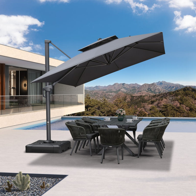 PURPLE LEAF Parasol Déporté avec Cadre Anthracite Inclinable à Rotation 360° avec Manivelle Parasol de Jardin Carré Rectangle