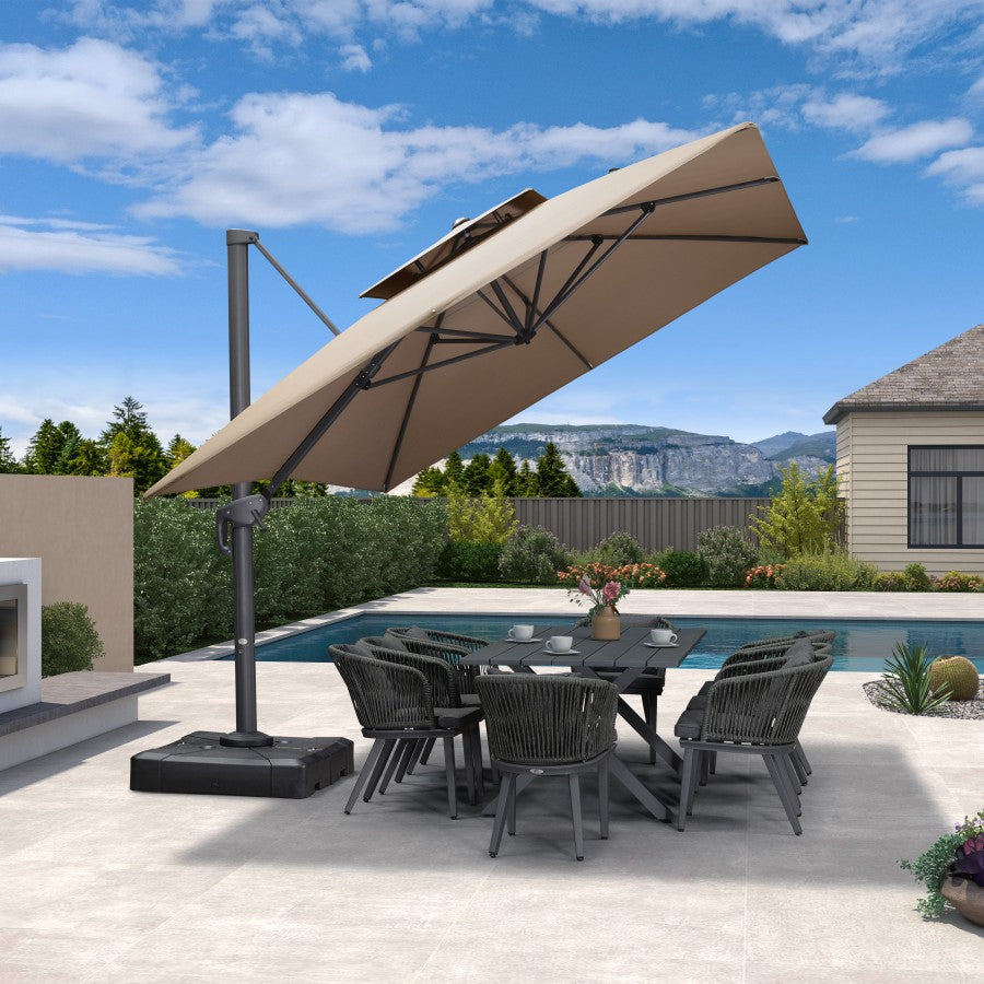 PURPLE LEAF Parasol Déporté avec Cadre Anthracite Inclinable à Rotation 360° avec Manivelle Parasol de Jardin Carré Rectangle