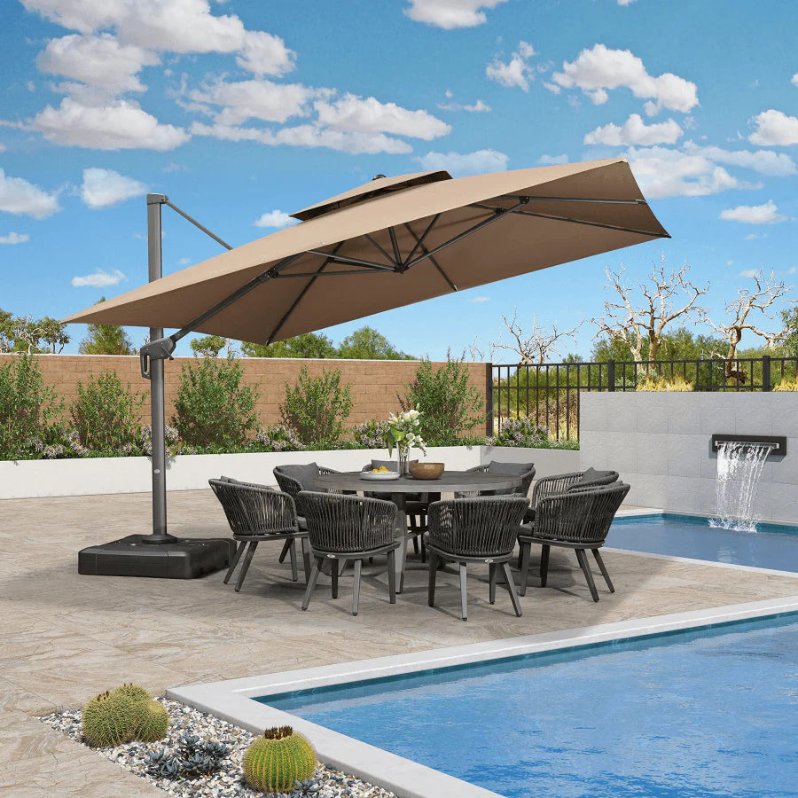 PURPLE LEAF Parasol Déporté avec Cadre Anthracite Inclinable à Rotation 360° avec Manivelle Parasol de Jardin Carré Rectangle