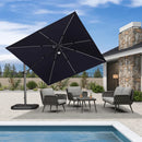 PURPLE LEAF Parasol Déporté avec LED Solaire 3 x 3 m Carré, Parasol De Jardin Extérieur Inclinable Toile Protection UV , avec socle