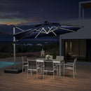 PURPLE LEAF Parasol De Jardin Extérieur Rond avec LED, Parasol Déporté avec Manivelle, Parasol Excentré Inclinable