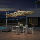 PURPLE LEAF Parasol De Jardin Extérieur Rond avec LED, Parasol Déporté avec Manivelle, Parasol Excentré Inclinable