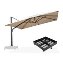 purple leaf parasol 4x4 mégagrand carré kaki avec pied