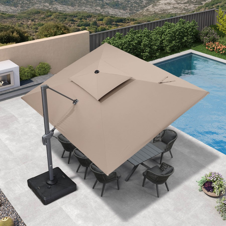 PURPLE LEAF Parasol Déporté avec Cadre Anthracite Inclinable à Rotation 360° avec Manivelle Parasol de Jardin Carré Rectangle