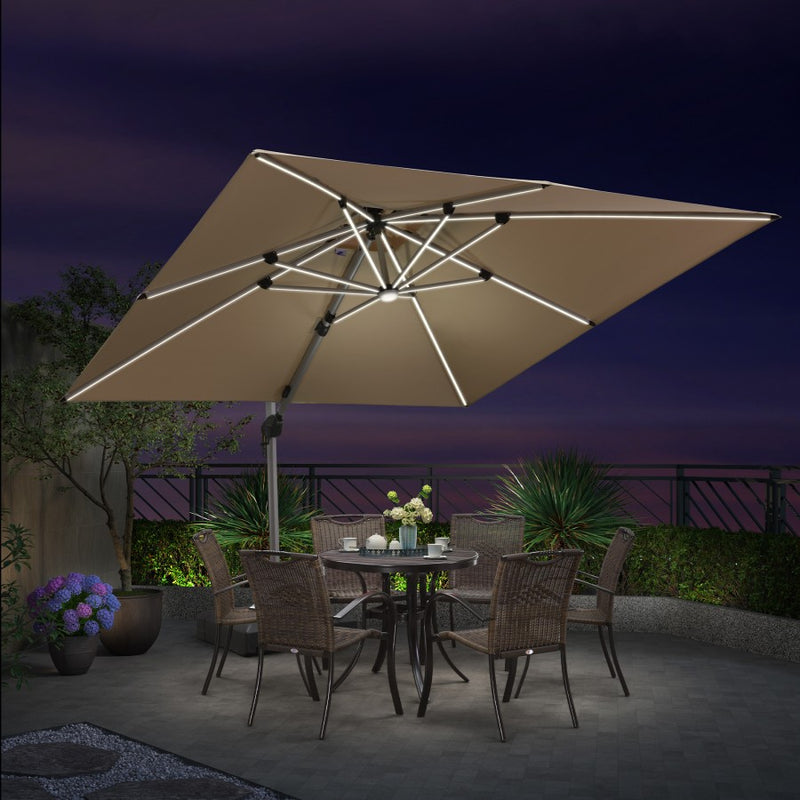 PURPLE LEAF Parasol De Jardin Extérieur avec LED Parasol Déporté Toit à Double Rotatif 360° Parasol Excentré Inclinable Parasol Terrasse Extérieur