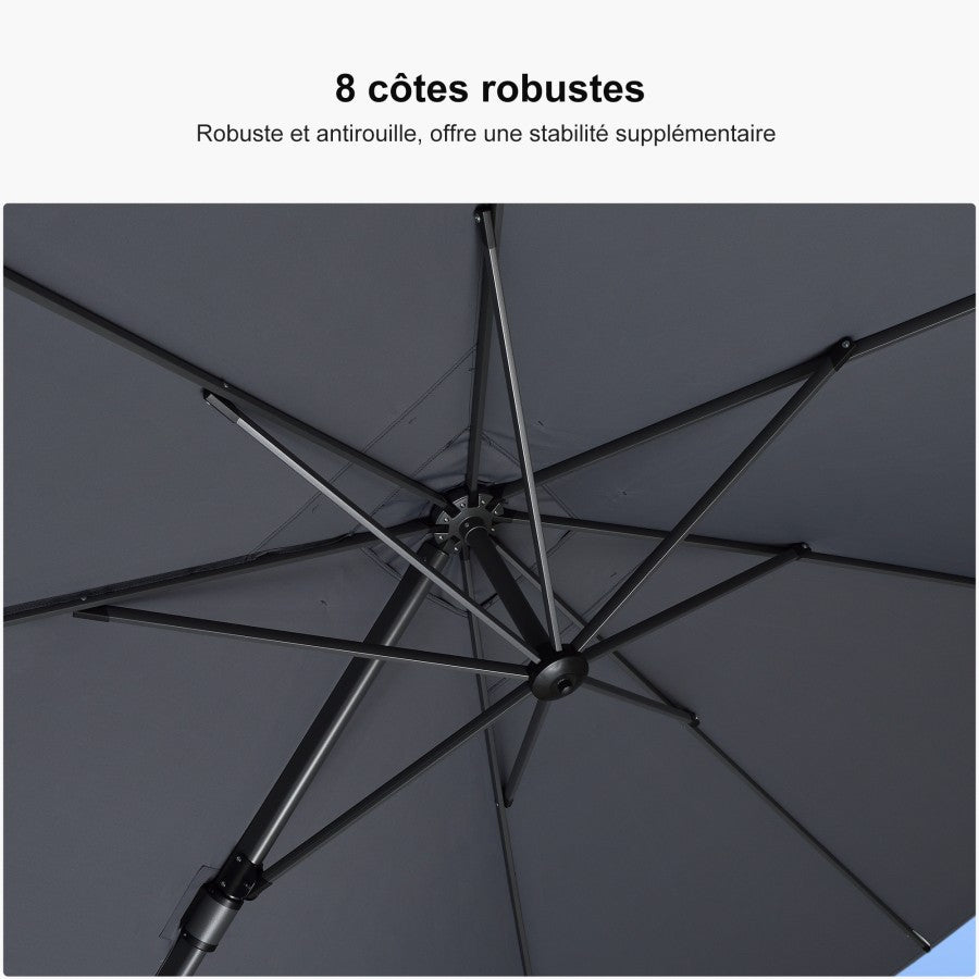 PURPLE LEAF Parasol Déporté Inclinable Gauche Droite Carré, Parasol De Jardin Extérieur avec 5 Positions réglables et Rotation à 360°, Toile Protection UV