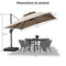 PURPLE LEAF Parasol Déporté à Double Toit avec Cadre Gris Acier Carré Rectangle avec socle