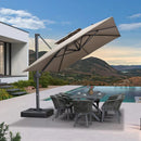 PURPLE LEAF Parasol Déporté à Toit Double avec Cadre Gris Acier Parasol d'Extérieur Grands Parasols de Patio Carré Rectangulaire