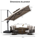 PURPLE LEAF Parasol Déporté à Double Toit avec Cadre Gris Acier Carré Rectangle avec socle