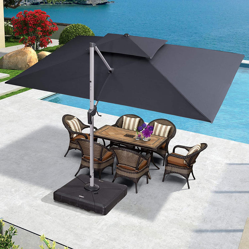 PURPLE LEAF Parasol Déporté Inclinable Rectangulaire, Parasol De Jardin Extérieur Toit à Double Rotatif 360°, Parasol Terrasse Extérieur