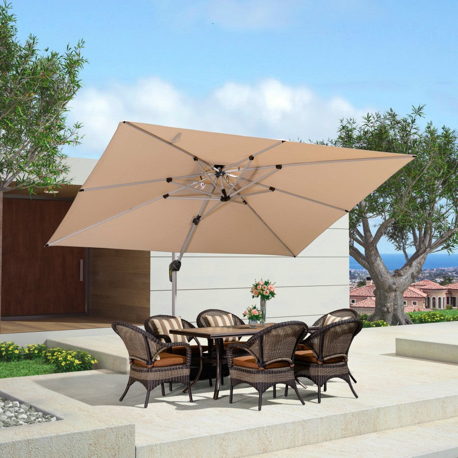 PURPLE LEAF Parasol Déporté Inclinable Rectangulaire, Parasol De Jardin Extérieur Toit à Double Rotatif 360°, Parasol Terrasse Extérieur