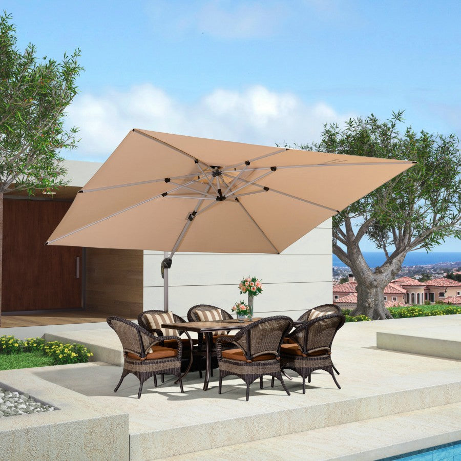 PURPLE LEAF Parasol Déporté Inclinable Rectangulaire, Parasol De Jardin Extérieur Toit à Double Rotatif 360°, Parasol Terrasse Extérieur
